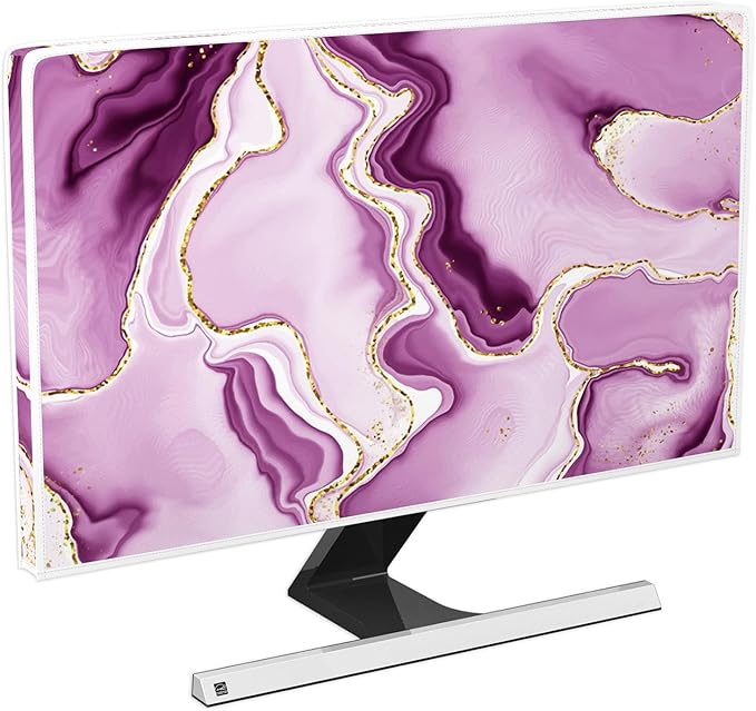 Baocicco Violet Gold Marble Waterproof Weatherproof and Dust-Proof TV Screen Cover 58, 59, 60 Inch for Home Office Creative TV Covers for TVs Screen Anti-Static Dustproof Protective