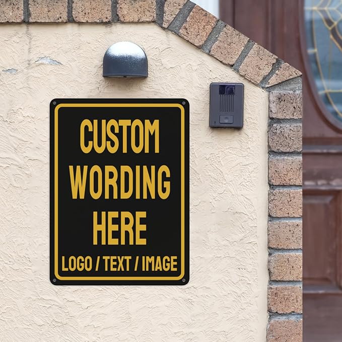Custom Sign Bulk Personalized Metal Signs For Outdoor Indoor Business Home Store Office Yard Street Lawn Make Your Own Customized Signs With Your Logo Text Photo, 12x8inch