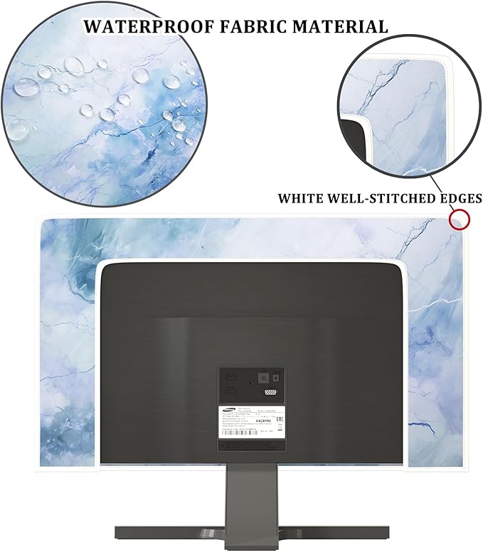 Baocicco Fashion Haze Blue Marble Screen TV Cover Cover 58, 59, 60 Inch Waterproof Full Body Covers for TV Display Screen Weatherproof Television Sleeve Compatible with Television LED LCD OLED TV