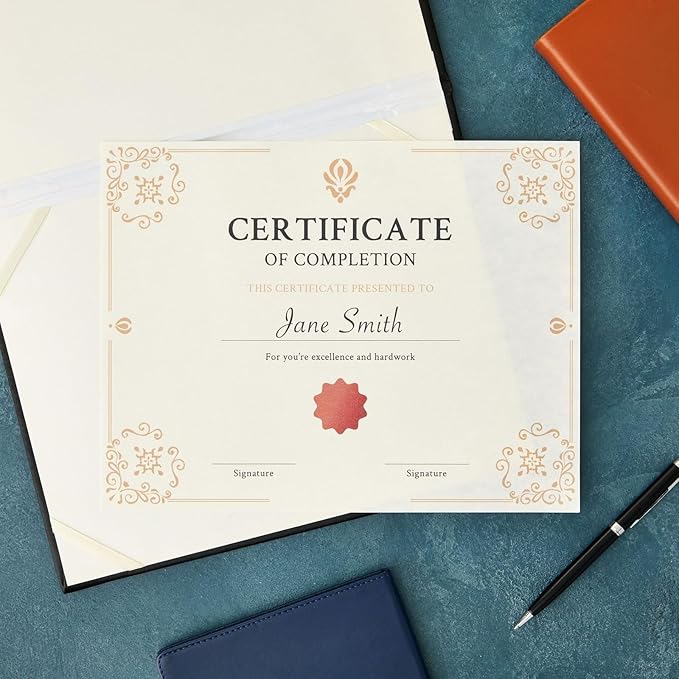 Best Paper Greetings Parchment Diploma Paper - 96 Sheets, 8.5 x 11 In, Cream, 90 GSM - Vintage Textured Certificate Paper for Printing Diplomas, Resumes & Awards