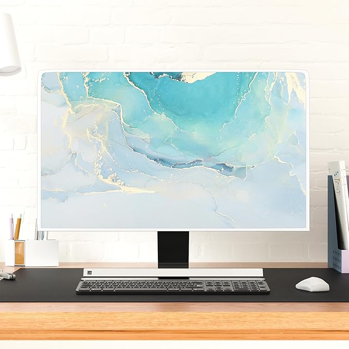 Baocicco Blue Green Marble TV Display Screen Cover 65 Inch Creative Anti-Static Dustproof Monitor Accessories Laptop LCD Cover Modern Screen Television Decoration for LED LCD OLED TVs