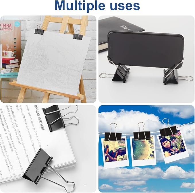 Large Binder Clips 1.6 Inch (48 Pack),Binder Clips Large Size,Big Paper Clips Clamps for Office and Home Supplies, Black