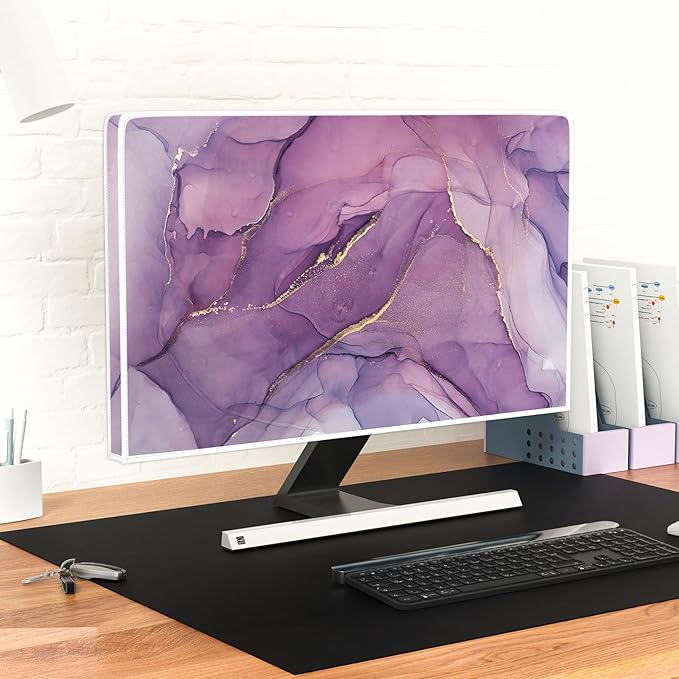 Baocicco Fashion Violet Marble Waterproof TV Dust Cover 50, 51, 52 Inch Anti-Static Dustproof Creative Design TV Screen Cover TV Screen Covers Sleeve Compatible with PC Desktop and TV LED LCD OLED