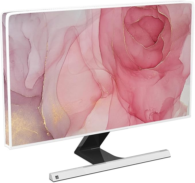 Baocicco Abstract Waterproof Television Cover with Pink Marble Design 37, 38, 39 Inch Full Body Covers for TV Screen Weatherproof Dust-Proof TV Screen Cover Sleeve Compatible with LED LCD OLED Desktop