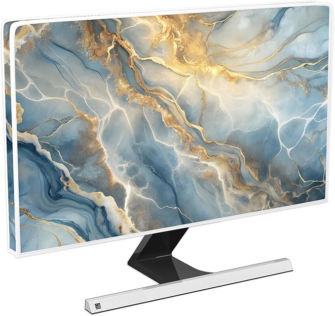 Baocicco Gold Blue Waterproof Screen TV Cover 50, 51, 52 Inch Modern Full Body Covers for Television Screen Panel Case TV Sleeve Compatible with Television LCD LED PC, Desktop and Home TV