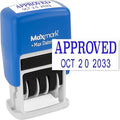 MaxMark Self-Inking Rubber Date Office Stamp with Approved Phrase & Date - Blue Ink (Max Dater II), 12-Year Band