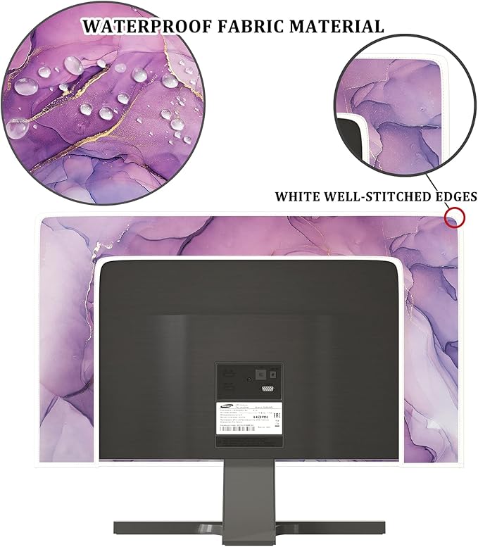 Baocicco Fashion Violet Marble Waterproof TV Dust Cover 58, 59, 60 Inch Anti-Static Dustproof Creative Design TV Screen Cover TV Screen Covers Sleeve Compatible with PC Desktop and TV LED LCD OLED