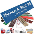 Engraved Name Plates for Door Sign Personalized Blue Plastic Plaque with White Letters - Made in USA 2x8 B9