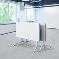 Goakwwuz Conference Room Table, Folding Conference Tables,Thicken Grey Tabletop,Flip Top Wooden Seminar Meeting Room Table for Conference Room Offices (2, White, 55.1”)