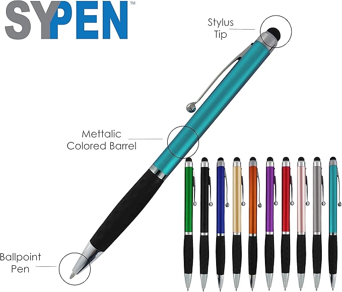 SyPen Personalized Stylus Pens With your Custom Logo or Text -600 Pack Bulk-for Businesses, Parties, and Events, 2 in 1 Ballpoint Pen & Stylus for Touchscreen Devices, Green Barrel, Black Ink