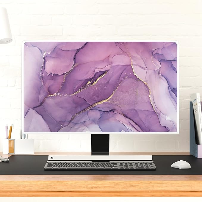 Baocicco Fashion Violet Marble Waterproof TV Dust Cover 58, 59, 60 Inch Anti-Static Dustproof Creative Design TV Screen Cover TV Screen Covers Sleeve Compatible with PC Desktop and TV LED LCD OLED