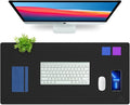 K KNODEL Desk Mat, Blotter, Dual-Sided Office Desk Pad, Waterproof Desk Mat for Desktop, Desk Blotters, PVC Leather Pad Protector (Black, 35.4" x 17")