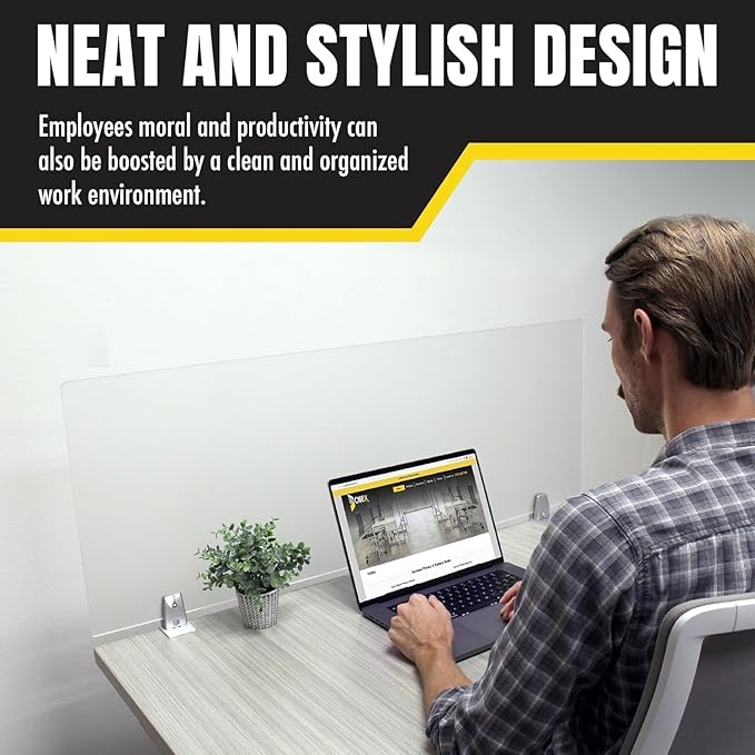 OBEX Frosted Acrylic Desk Mounted Privacy Panel, 24" x 60", Frosted