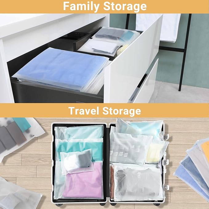 Svaldo Clothes Packaging Bags for Shipping 25 Count 9x12" Frosted Zipper Plastic Bags for Clothing Thick Plastic Apparel Bag for Packaging T-Shirt, Shirt, Document, 3 Mil, with Vent Holes Storage Bag