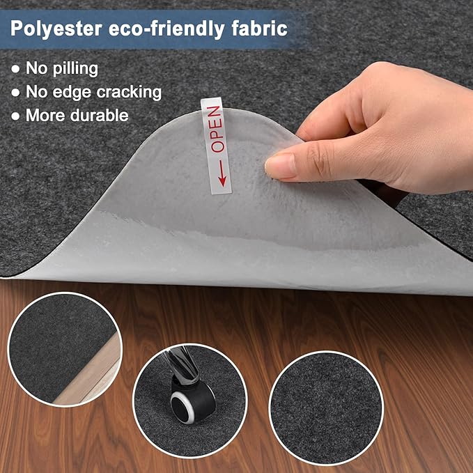 Placoot Office Chair Mat for Hardwood Floor, 55"x35" Computer Chair Rug, Under Desk Mat, Large Anti-Slip Floor Protector for Home Office