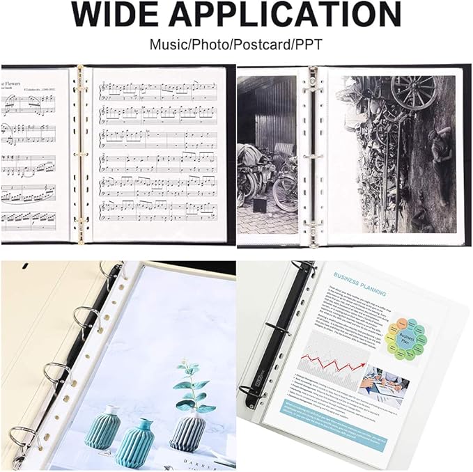 Sheet Protectors, HERKKA 300 Pack Heavy Duty Clear Plastic Page Protectors Sheet Reinforced 11-Hole Fit for 3 Ring Binder Fits Standard 8.5 x 11 Paper, 9.25 x 11.25 Top Loaded, Acid Free