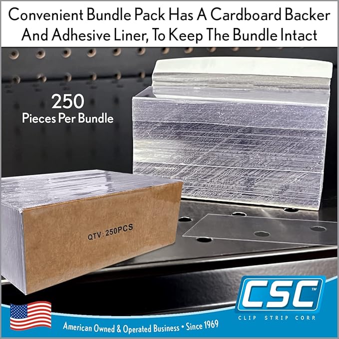 Clip Strip Corp. Price/Data Channel Label Holder Chips, Clear Plastic Tags, 4" L x 1.25" H, 7.5 Mil Thick, Gondola Shelf Edge, Reusable, Made for Point of Purchase Shelf Molding (2000)