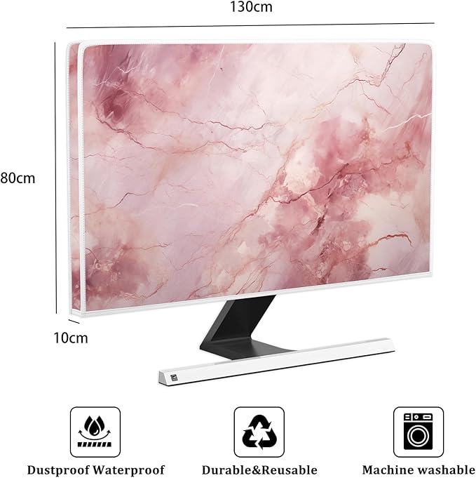 Baocicco Fashion Pink Marble Waterproof Television Cover 55 Inch Full Body Covers for Television Screen Panel Case Computer Sleeve Compatible with PC, Desktop and TV LED LCD OLED
