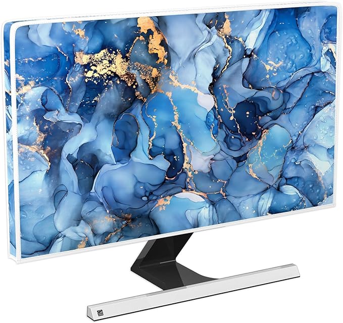 Baocicco Navy Blue Gold Marble Waterproof TV Dust Cover 65 Inch Creative Texture Grain Television Screen Cover Abstract TV Display Protectors Protective LED LCD OLED TVs Dust-Proof