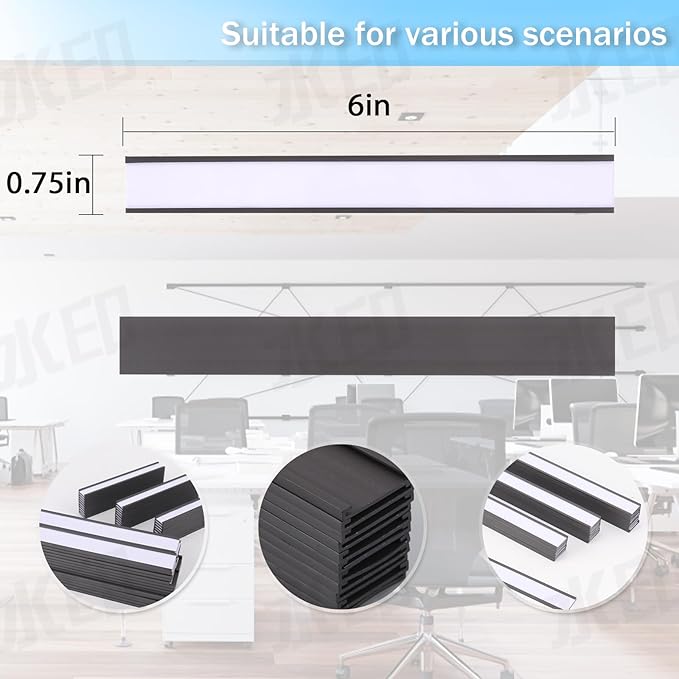 Eeoyu Magnetic Label Holders with Magnets Magnetic Data Card Holders with Clear Plastic Protectors for Metal Shelf, Whiteboard, Set of 30 (0.75 x 6 Inch)