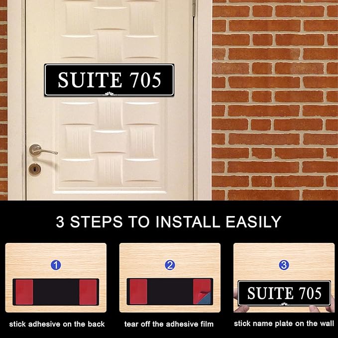 Custom Elegant Office Engraved Name Plate for Doors or Wall Sign, Personalized Office Door Name Plates with Adhesive, Laser Engraving, 10 Colors Available (Size 2.5"H x 10"L)