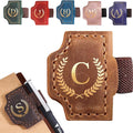 Personalized Mark Bookmark with Pen Holder, Leather Magnetic Book Marker 26 Letters,Custom Initials Page Marks, Gifts for Book Lovers Readers Men Women (Brown, C)