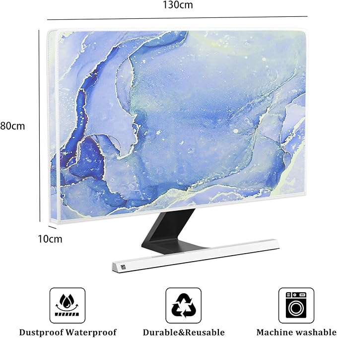 Baocicco Modern Violet Marble Waterproof TV Cover Anti-Static Dustproof Protective Cover for LCD/LED/HD 55 Inch Decorative Monitor Accessories Covers for Television LED LCD OLED TVs Screen