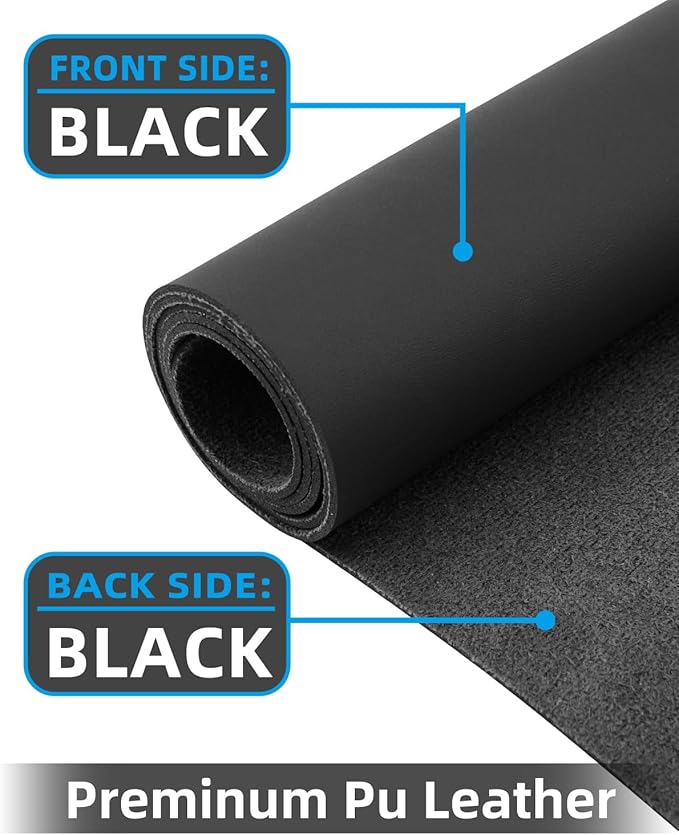 Leather Desk Pad Protector,Large Desk Mat, Mouse Pad, Non-Slip PU Leather Desk Blotter, Laptop Computer Desk Keyboard Mat, Waterproof Desk Writing Pad for Office/Home (Black, 48" x 17")