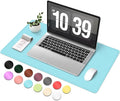 Desk Pad Protector, Leather & Suede Desk Mat, Non-Slip Desk Pad Mat, Large Mouse Pad, Waterproof Desk Blotter Mat, Desk Cover for Office, Home (Aqua Frost Blue, 23.6" x 13.7")