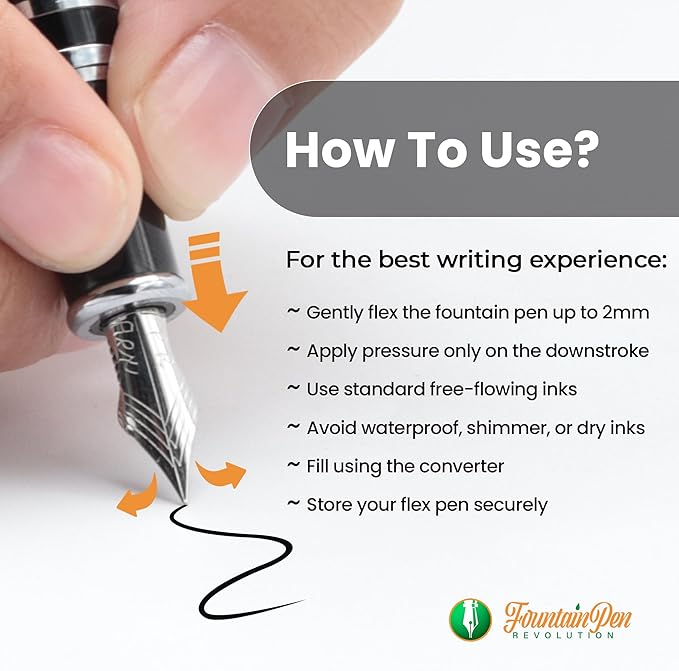 FPR Himalaya V2-Chrome Ultra Flex Nib Pen - Twist-Style Converter Filled Calligraphy Pens for Writing-Fancy Pens for Men & Women - Flex Fountain Pen w/Metal Clip & Cap Ring (Amethyst Purple Acrylic)