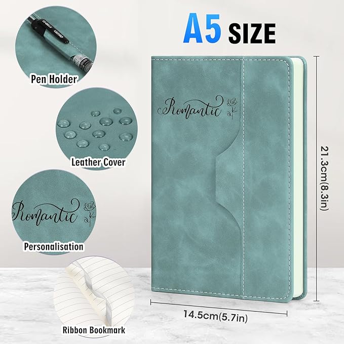 ENOMY Personalized Notebook Set with 10 PC Pens Lined A5 Custom Journal for Writing Men Women Custom Notebook Ideal Friend Girlfriend Gift, Gray