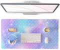 QIYI Large Desk Pad, Colorful Mouse Pad Desktop Decor, Waterproof PU Leather Desk Cover Protector, Desk Accessories for Office Home Work Writing Gaming 31.5" x 15.7" - Gradient Fish Scales