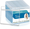 4x3 Inch Horizontal Badge Holder, Clear Plastic ID Card Protector with Waterproof Resealable Zip Type, Badge Sleeve Fits Name Tag Holder/RFID/Proximity/Credit Card (100PCS)