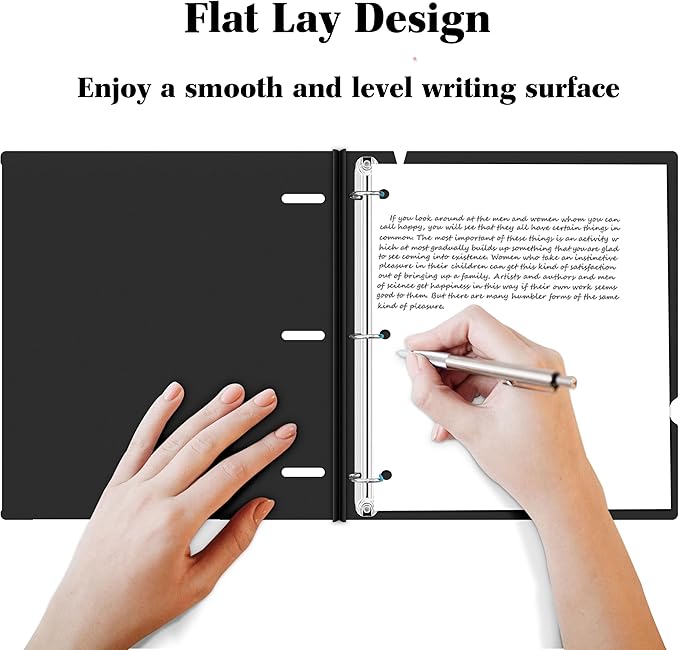 INFUN Telescoping 3 Ring Binder - 4PCS-Black,Portable Plastic 3 Ring Binder with Telescoping Spine, Binders with Foldable Front Cover Holds 8.5" x 11" Paper for School,Office and Homes