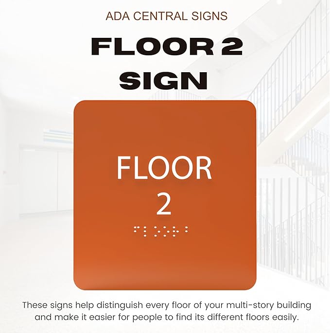 Deep Violet ADA Floor 2 Sign with Braille – Made from Durable Acrylic and Ready to Mount