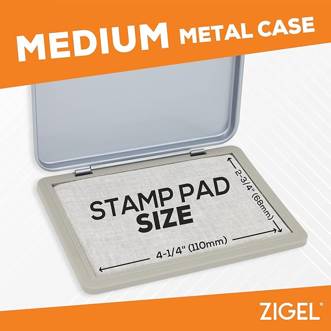 Metal Case Stamp Pad Medium Size, Sky Blue Color - Size: 3" x 4" - Choose from 15 Ink Colors