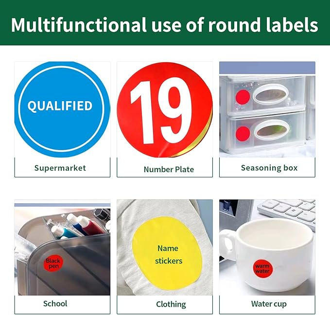 Gemsroyal 3 Inch Bright Red Round Labels Printable,3" Red Color Coding Labels for Laser/Inkjet Printers,Colorful Round Stickers,180 Neon Circle Labels in Total,Letter Size