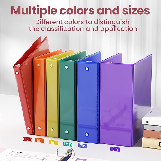 SUNEE 3 Ring Binder 1.5 Inch 1 Pack, Clear View Binder Three Ring PVC-Free (Fit 8.5x11 Inches) for School or Office Supplies, Yellow
