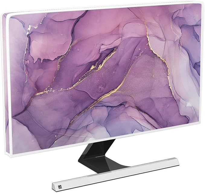 Baocicco Fashion Violet Marble Waterproof 32 Inch Anti-Static Dustproof Creative Design TV Screen Cover Panel Case TV Screen Covers Sleeve Compatible with PC Desktop and TV LED LCD OLED