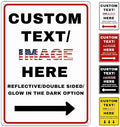 Custom Directional Arrow Sign Large, 36''x30'' Glow in the Dark/Reflective Option, Personalized Metal Address Plaque, Customize for Business Logo, Office, Home, Yard, Outdoor