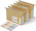 Extra Capacity Hanging File Folders, 3.15" Reinforced Wheat Straw Expanding Hanging Folder Letter Size, Heavy Duty for Filing Cabinets, File Organizer for Office & Home-Wheat Yellow-3 Pcs