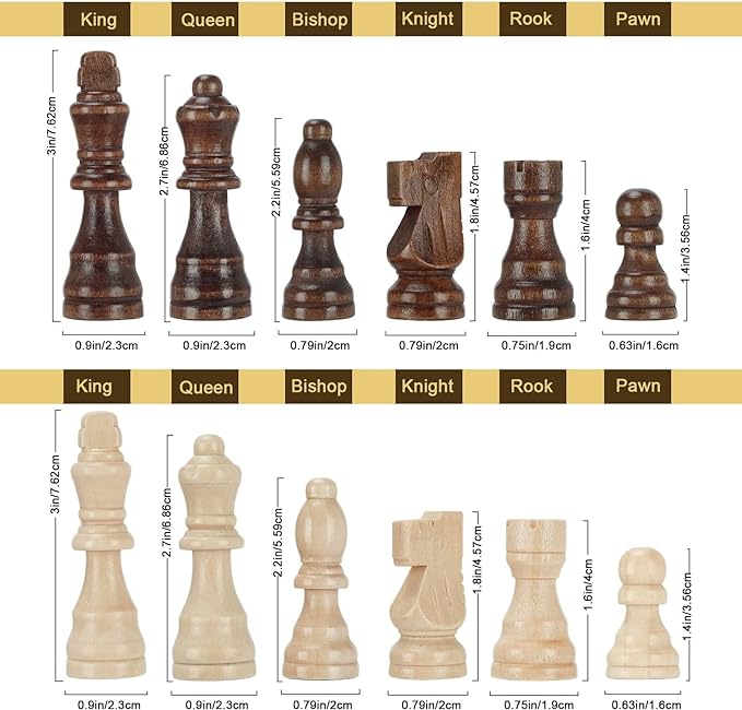 Magnetic Wooden Chess Set for Adults Kids 15'' Chess Board with Handmade Pieces, Folding Portable Travel Unique Chess Sets Game for Tournament Professional Beginner