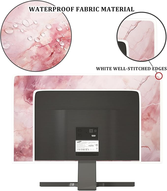 Baocicco Fashion Pink Marble Waterproof Television Cover 70 Inch Full Body Covers for Television Screen Panel Case Computer Sleeve Compatible with PC, Desktop and TV LED LCD OLED