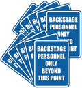Portrait Round Backstage Personnel Only Beyond This Point Door or Wall Sign Easy Installation | Music | Concert | Festivals Sign (Blue) - Large (10 Pack)