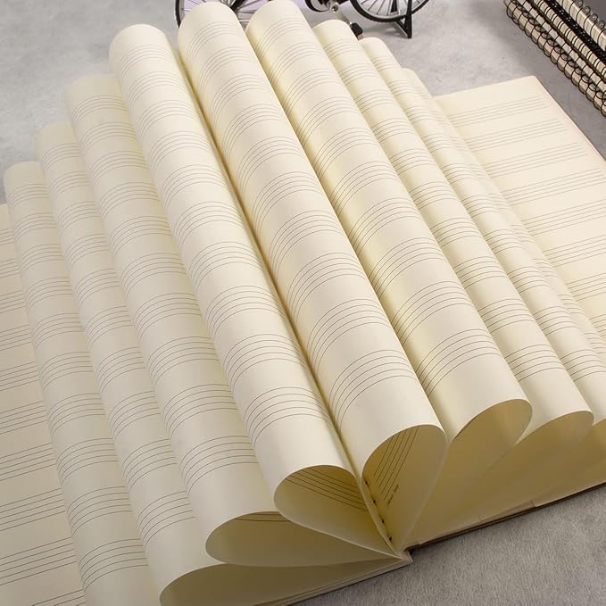 MAXCURY Blank Sheet Music Composition Manuscript Staff Paper Art Music Notebook Black 100 Pages 26x19cm (Factory)