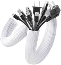 AGPTEK Cable Sleeve Cover, 20ft - 4/5 inch Desk Cord Organizer Cable Hider, Home Office Wire Management Computer TV Wire Loom Tubing, Pet Proof Cord Protector, from Cat Dog Chewing, White