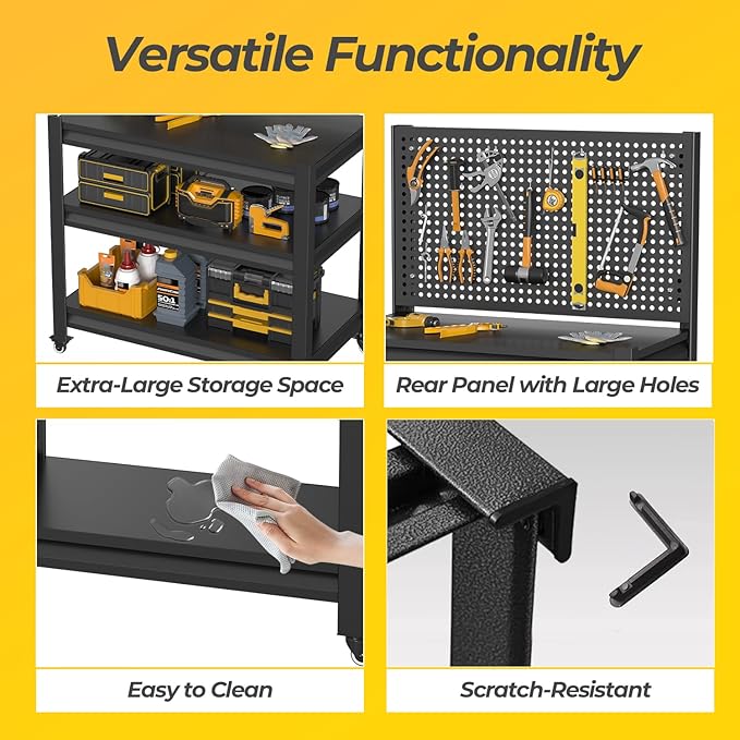 10 Sets Storage Shelves with Pegboard,Heavy Duty Garage Shelving Units and Storage,Metal Shelving Adjustable Shelves,Garage Storage Rack,Industrial Utility Shelf For Kitchen,Pantry 47.2"H*33.46"W*18"D