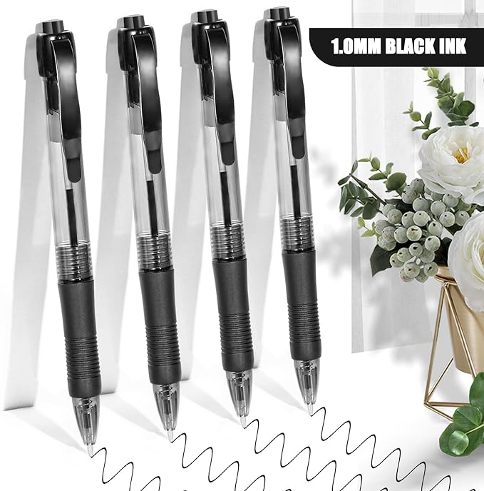 deegtran Pens Bulk, 100 Pack No Bleed Black Ink Click Pens with Soft Grip, Wholesale Retractable Ballpoint Pens for Office School, Medium Point Smooth 1.0MM