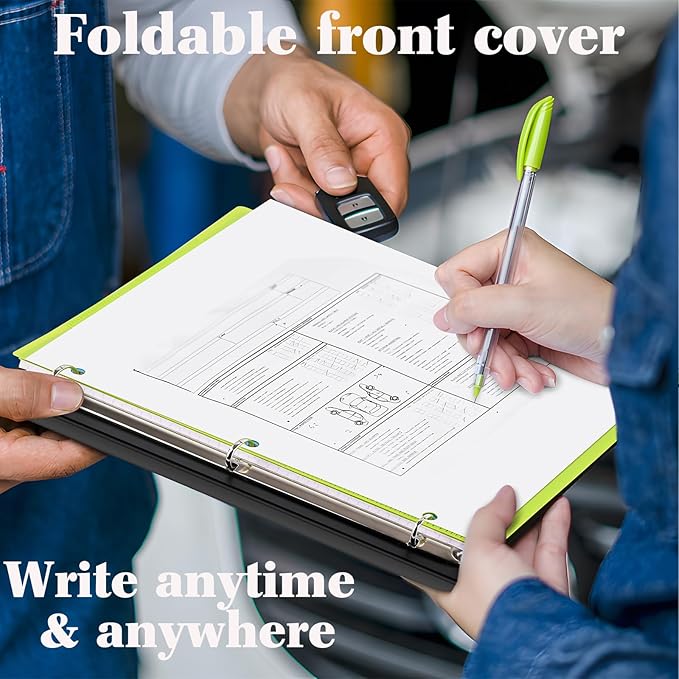 INFUN Telescoping 3 Ring Binder, Portable Plastic 0.75 inch 3 Ring Binder with Telescoping Spine and Foldable Front Cover Holds 8.5" x 11" Paper for School,Office and Homes-Green