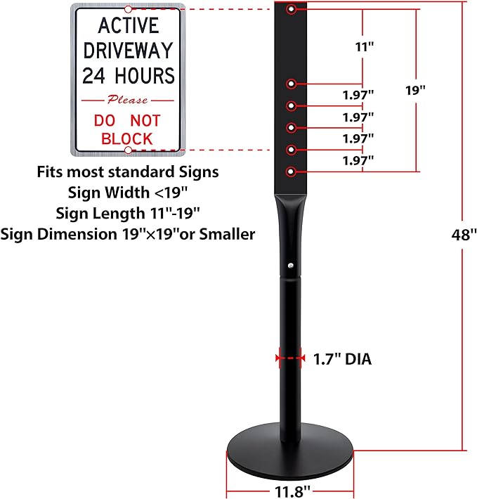 VAIIGO 2Pack Heavy Duty Cast Iron Sign Stand - 48" Outdoor Portable Pedestal Post - Display Road Sign, Construction Sign Holder (Black)